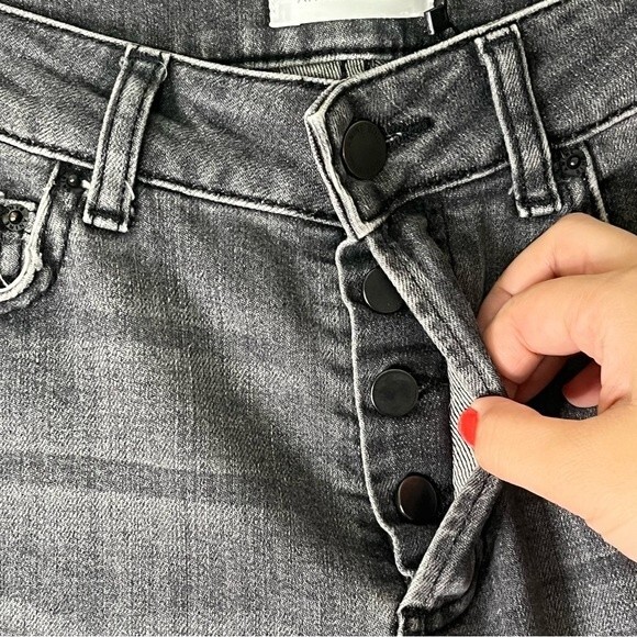 Anine Bing Jeans Size 24 Distressed Skinny Raw Hem Washed Gray Women’s - Picture 10 of 14